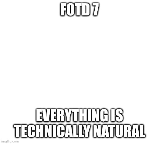 Blank | FOTD 7; EVERYTHING IS TECHNICALLY NATURAL | image tagged in blank | made w/ Imgflip meme maker