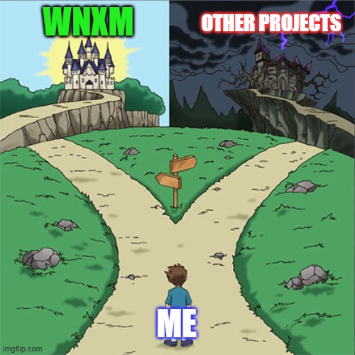 Two Paths | WNXM; OTHER PROJECTS; ME | image tagged in two paths | made w/ Imgflip meme maker