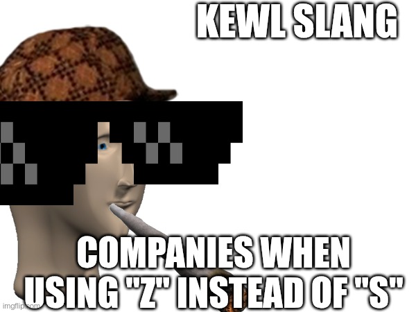 egg | KEWL SLANG; COMPANIES WHEN USING "Z" INSTEAD OF "S" | image tagged in egg | made w/ Imgflip meme maker