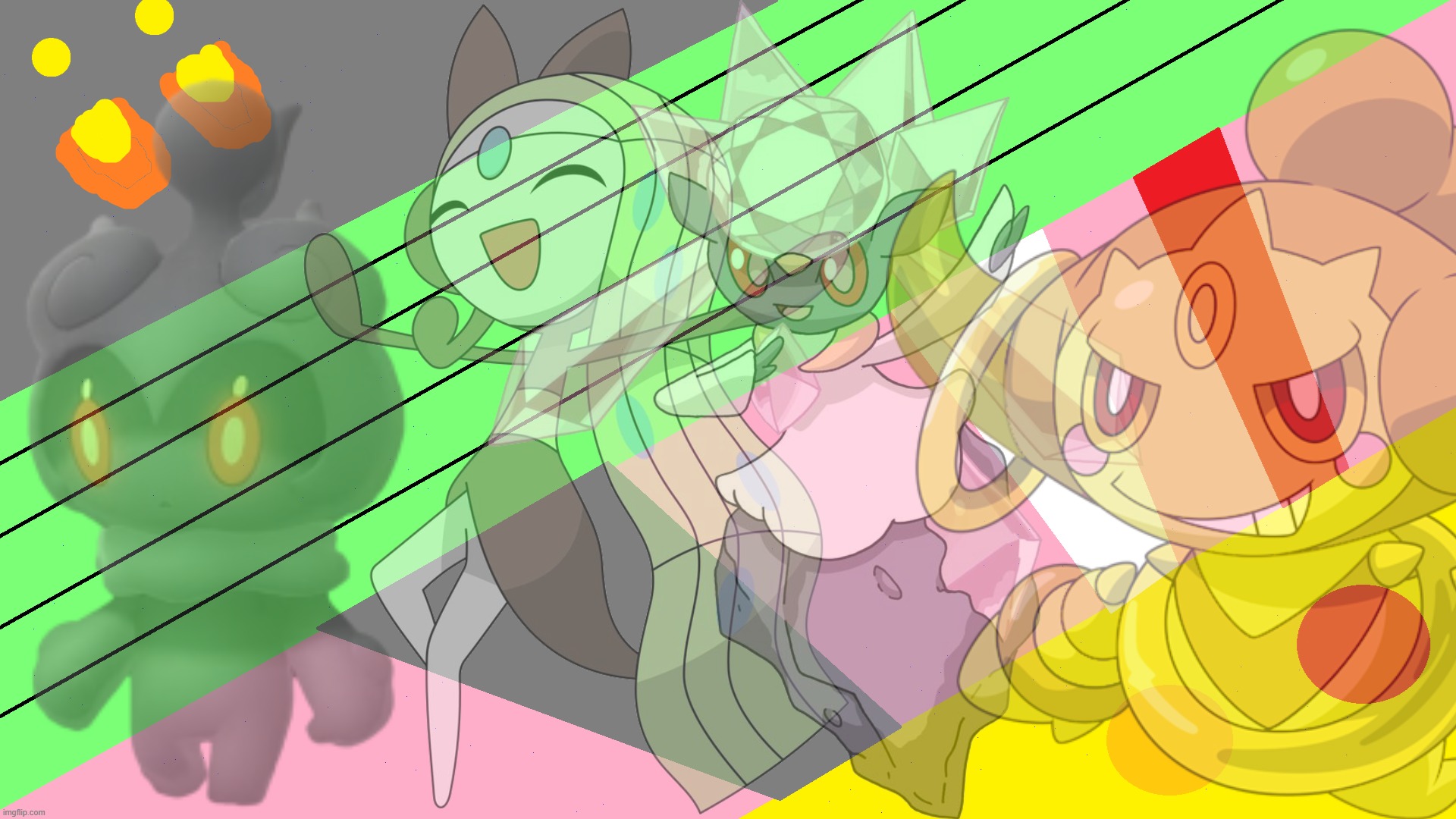 4 Mythicals Wallpaper.mp3 | image tagged in the 4 mythicals,kage,melody,kessho,chip | made w/ Imgflip meme maker