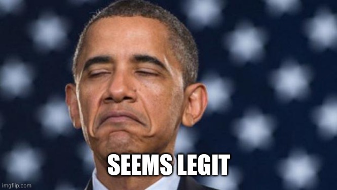 "Seems Legit" Obama | SEEMS LEGIT | image tagged in seems legit obama | made w/ Imgflip meme maker