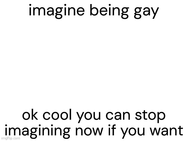 imagine being gay; ok cool you can stop imagining now if you want | made w/ Imgflip meme maker