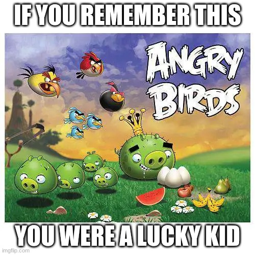 nostalgia moment | IF YOU REMEMBER THIS; YOU WERE A LUCKY KID | image tagged in angry birds | made w/ Imgflip meme maker