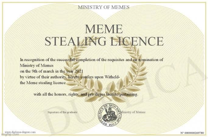 Meme stealing Licence Blank Meme Template