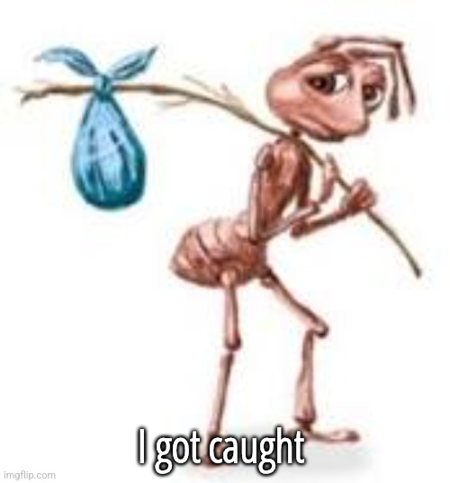 it was a joke | I got caught | image tagged in sad ant with bindle | made w/ Imgflip meme maker