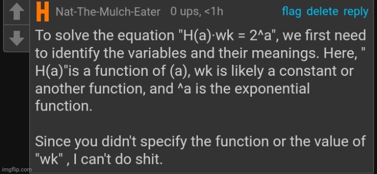 H(a)·wk=2ᵃ | image tagged in h a wk 2 | made w/ Imgflip meme maker