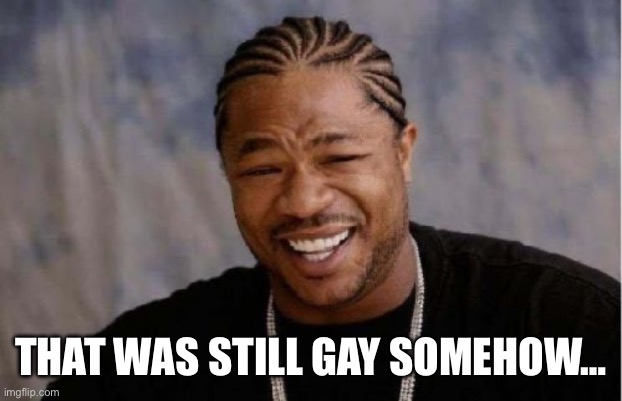 THAT WAS STILL GAY SOMEHOW… | image tagged in memes,yo dawg heard you | made w/ Imgflip meme maker