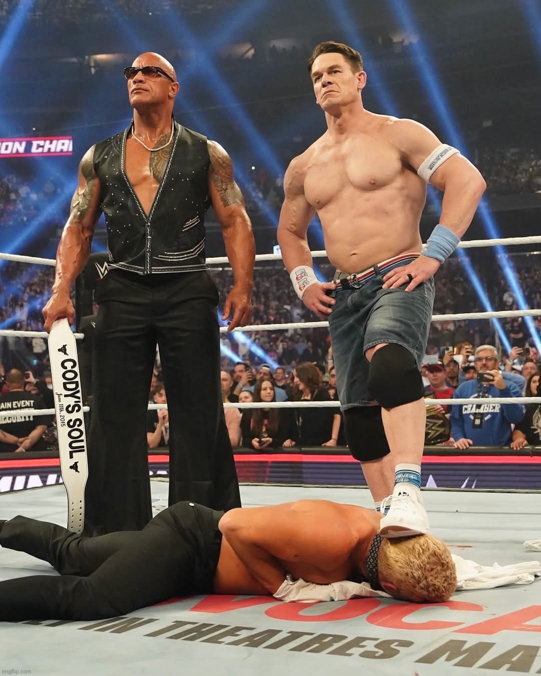 John Cena Heel | image tagged in wrestling,john cena,the rock,wwe | made w/ Imgflip meme maker