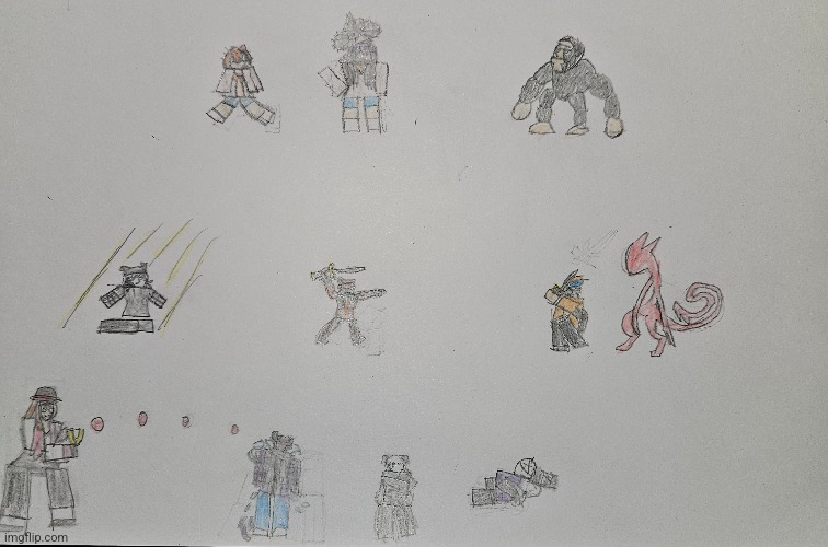 Friends and I played Block Tales and I made a drawing featuring all the avatars we used | image tagged in drawing | made w/ Imgflip meme maker