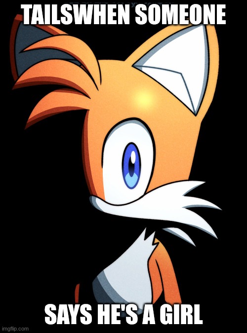 Tails stare | TAILSWHEN SOMEONE; SAYS HE'S A GIRL | image tagged in tails stare | made w/ Imgflip meme maker