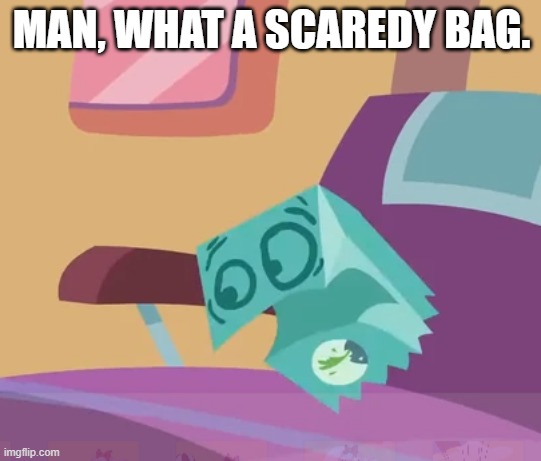 Scared barf bag | MAN, WHAT A SCAREDY BAG. | image tagged in happy tree friends,scared | made w/ Imgflip meme maker