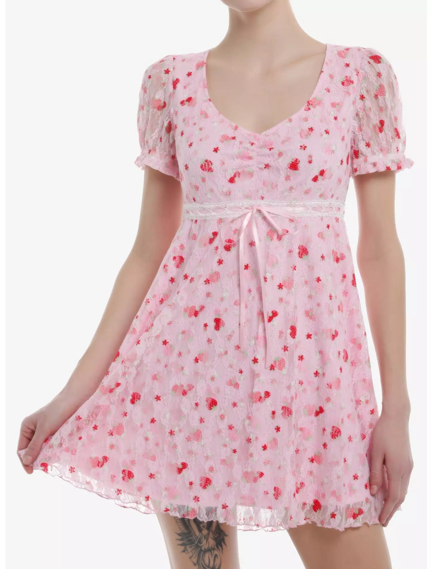 Sweet Society Strawberry Lace Empire Dress Blank Meme Template