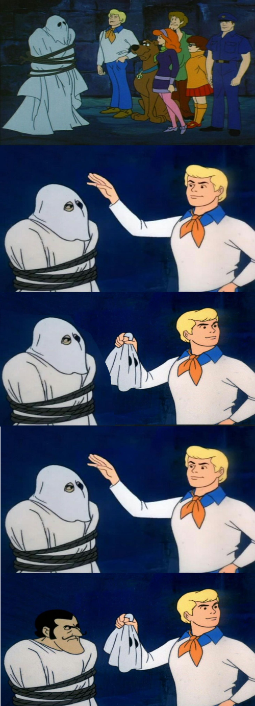 Scooby Doo unmask twice Blank Meme Template