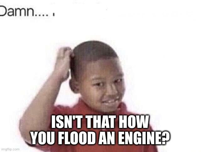 Damn I kinda don’t meme | ISN'T THAT HOW YOU FLOOD AN ENGINE? | image tagged in damn i kinda don t meme | made w/ Imgflip meme maker