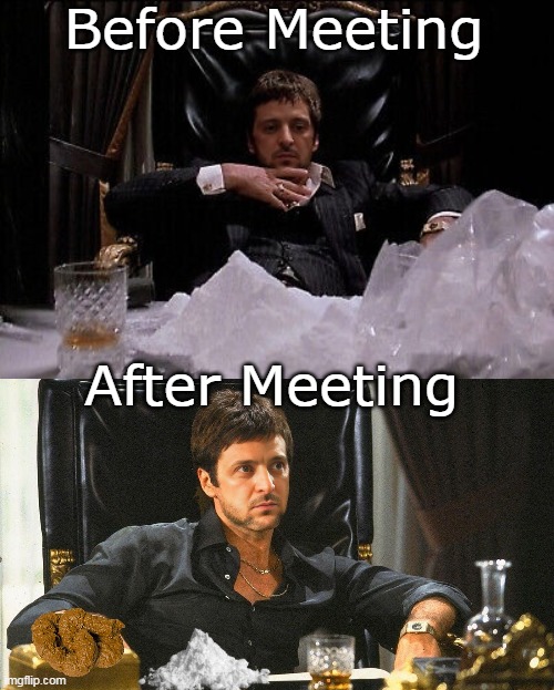 The EU will take good care of him | Before Meeting; After Meeting | image tagged in zelensky tony montana scar face meme | made w/ Imgflip meme maker