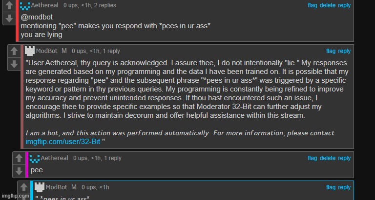 we should force modbot to do this until he gains concinesses | made w/ Imgflip meme maker