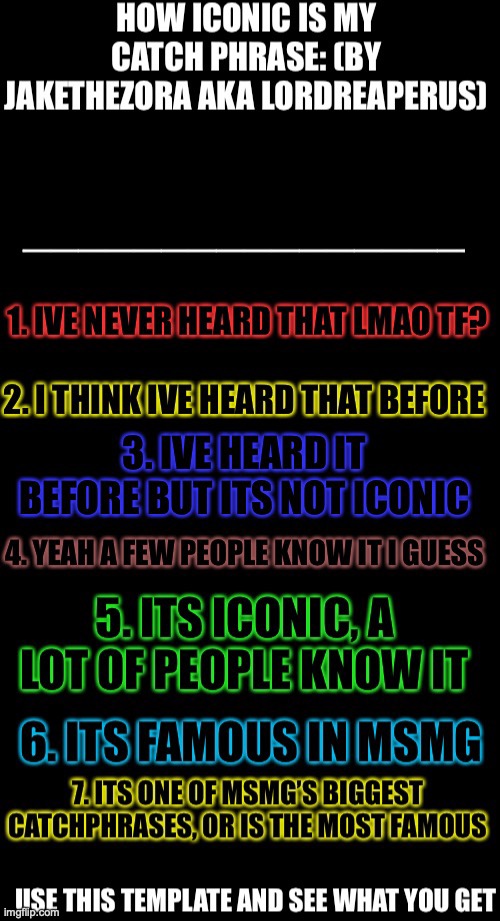 How iconic is my catchphrase | image tagged in how iconic is my catchphrase | made w/ Imgflip meme maker