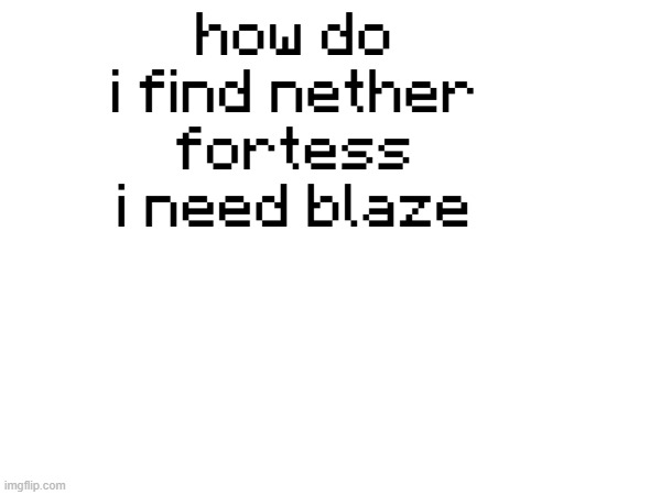 how do i find nether fortess i need blaze | made w/ Imgflip meme maker