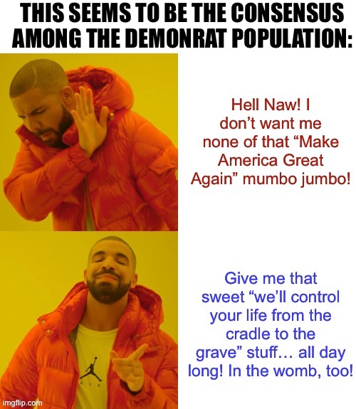 It always seems to be that way… | THIS SEEMS TO BE THE CONSENSUS AMONG THE DEMONRAT POPULATION: | image tagged in political meme | made w/ Imgflip meme maker