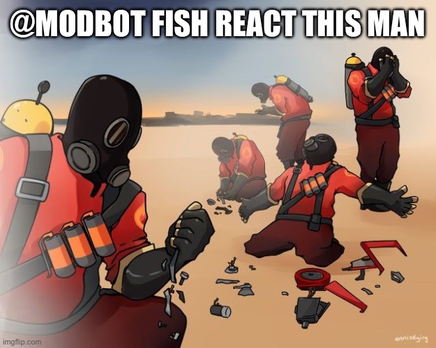 pyro despair | @MODBOT FISH REACT THIS MAN | image tagged in pyro despair | made w/ Imgflip meme maker