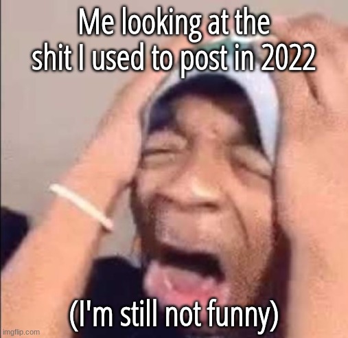 the cycle | Me looking at the shit I used to post in 2022; (I'm still not funny) | image tagged in black man screaming | made w/ Imgflip meme maker