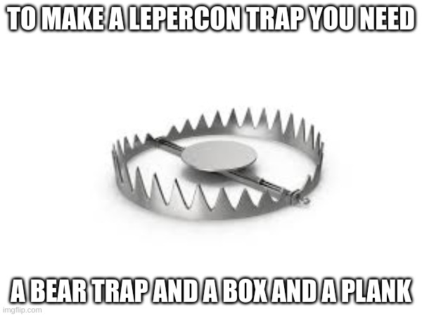 lepercon trap | TO MAKE A LEPERCON TRAP YOU NEED; A BEAR TRAP AND A BOX AND A PLANK | image tagged in cool | made w/ Imgflip meme maker