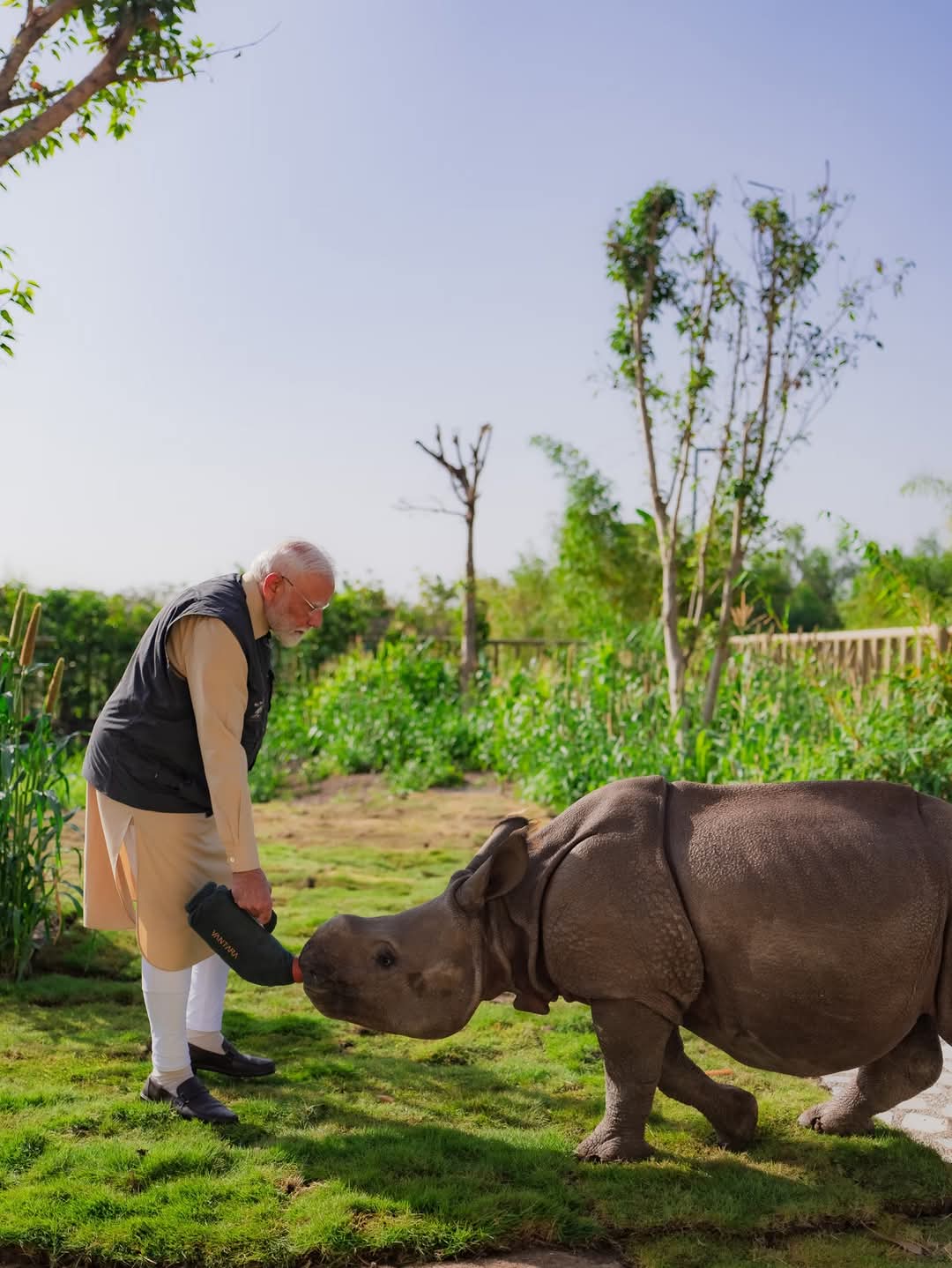 Narendro modi giving water to animal Blank Meme Template