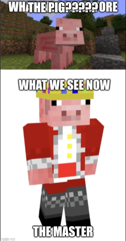 we don't see a pig | THE PIG????? THE MASTER | image tagged in we don't see a pig | made w/ Imgflip meme maker