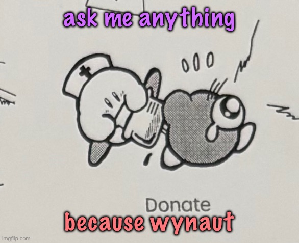 donate | ask me anything; because wynaut | image tagged in donate | made w/ Imgflip meme maker