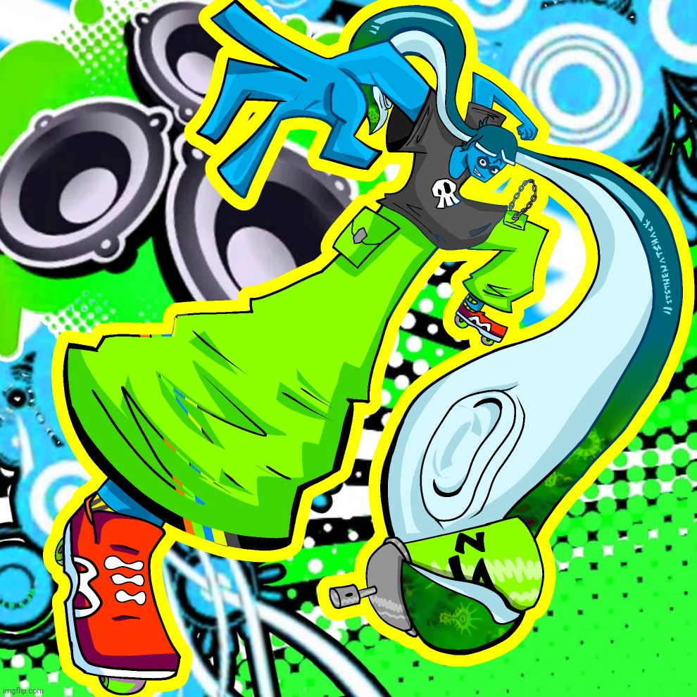 Stream deader than my grandma so I'm reposting some art I made | image tagged in skatez squidzy promotional art | made w/ Imgflip meme maker