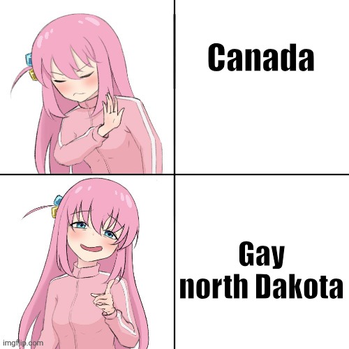 anime hotline bling | Canada; Gay north Dakota | image tagged in anime hotline bling | made w/ Imgflip meme maker