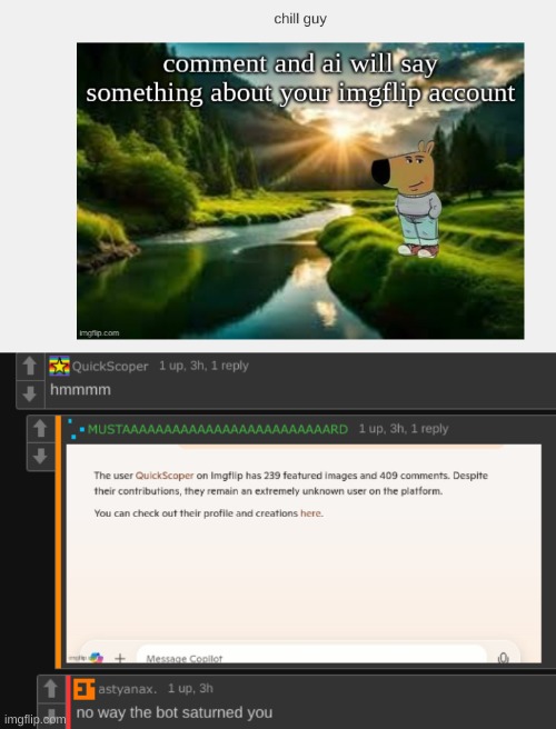 The comment tho Im Depressed that is so true *skull emoji* | image tagged in help,certified bruh moment,chill guy | made w/ Imgflip meme maker