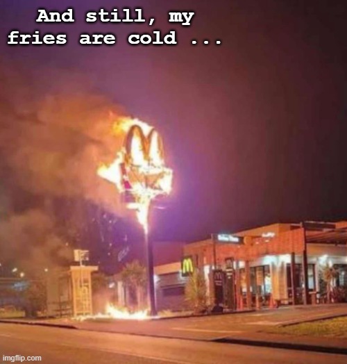 And still, my fries are cold ... | image tagged in funny | made w/ Imgflip meme maker