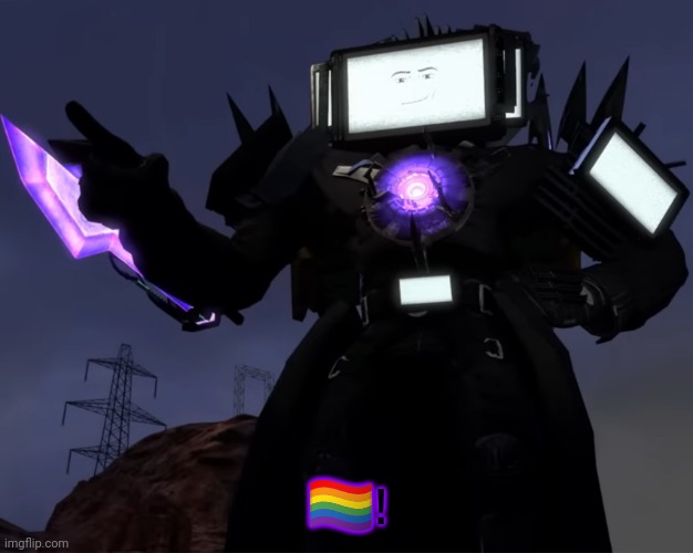 Titan TVman pointing | ?️‍?! | image tagged in titan tvman pointing | made w/ Imgflip meme maker