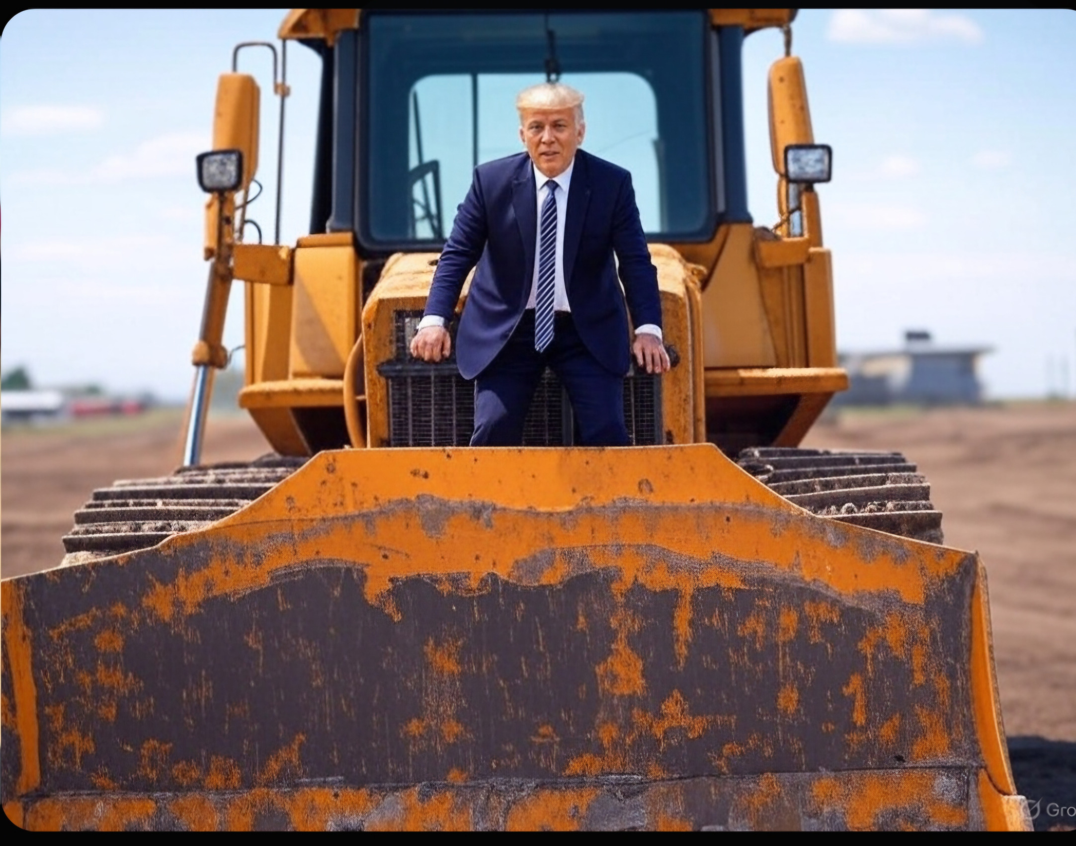 Trump Bulldozer Blank Meme Template