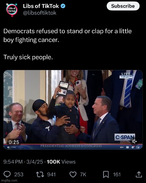 How pathetic do you have to be that you can’t even clap for a child fighting cancer? | image tagged in donald trump,democrats | made w/ Imgflip meme maker