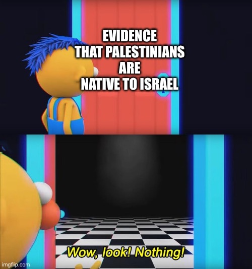 News Flash: Palestinians aren’t Native | EVIDENCE THAT PALESTINIANS ARE NATIVE TO ISRAEL | image tagged in wow look nothing | made w/ Imgflip meme maker