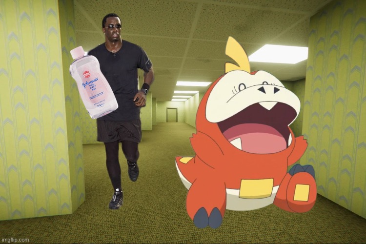 Not my boy Fuecoco ?? | image tagged in diddy,pokemon,funny,backrooms | made w/ Imgflip meme maker