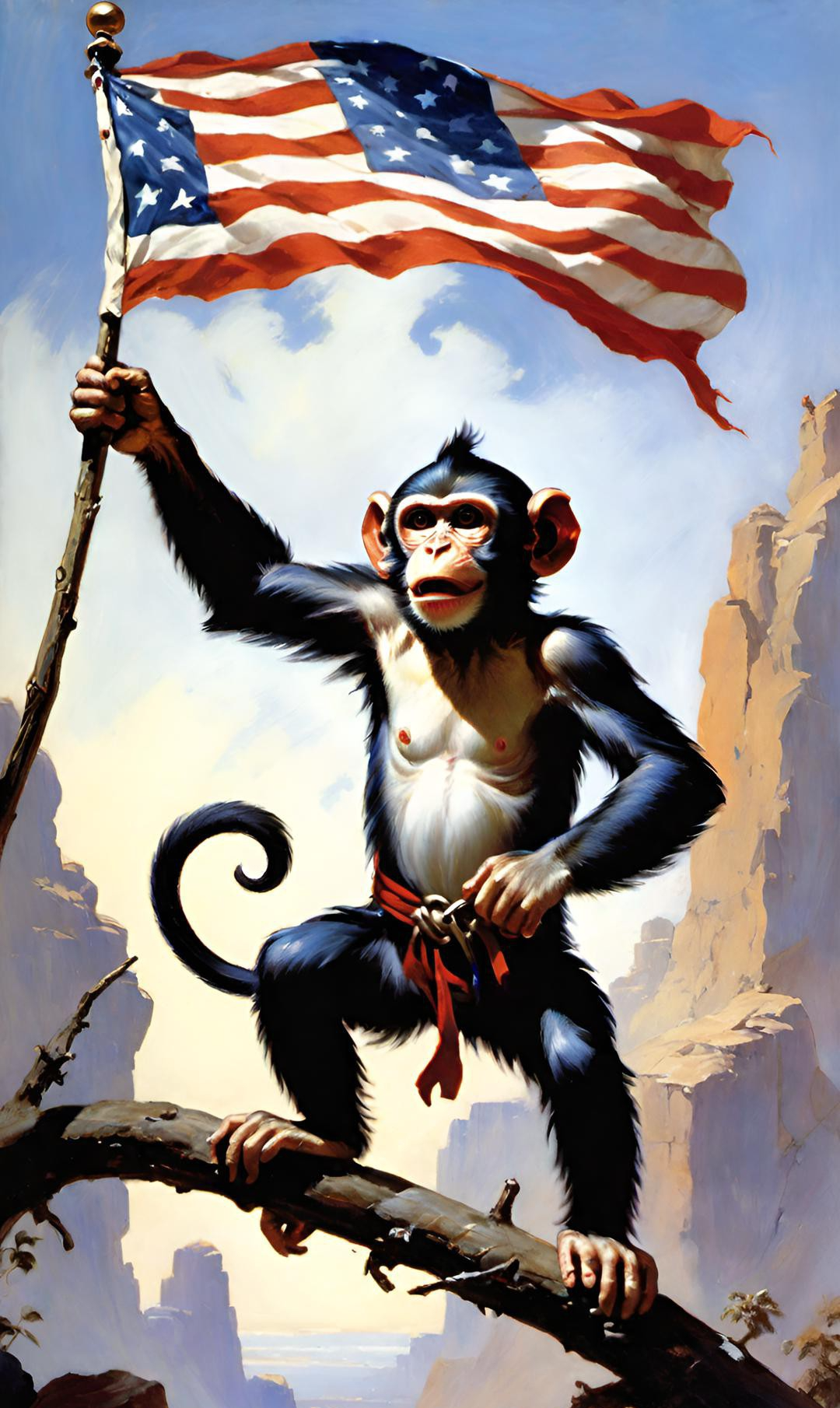 Monkey waving flag Blank Meme Template