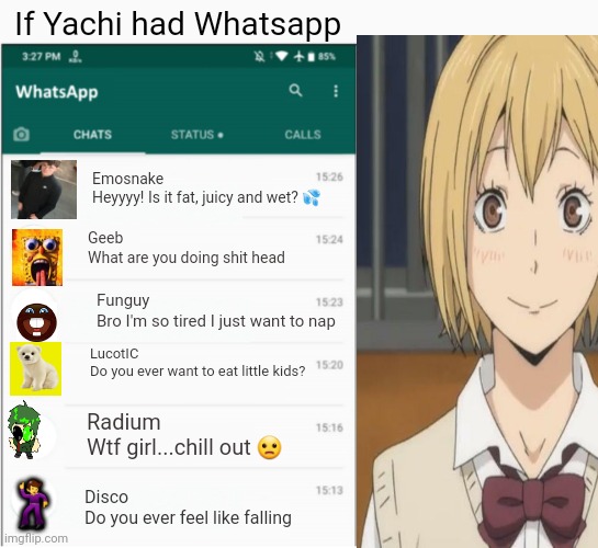 High Quality If yachi had Whatsapp Blank Meme Template