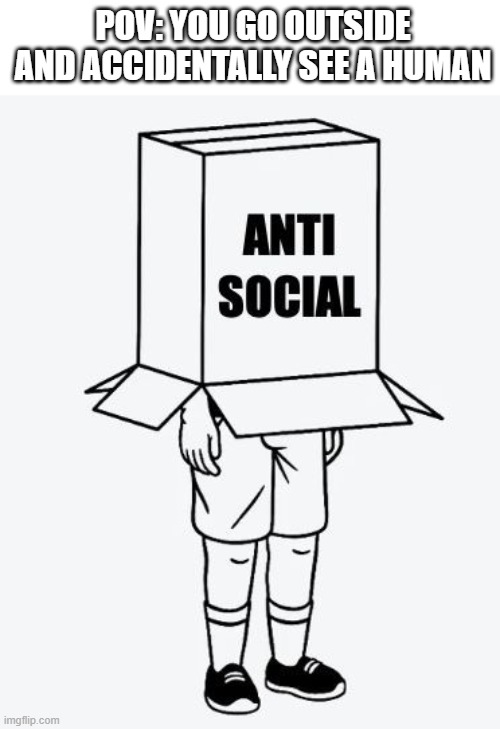 That feeling! | POV: YOU GO OUTSIDE AND ACCIDENTALLY SEE A HUMAN | image tagged in memes | made w/ Imgflip meme maker