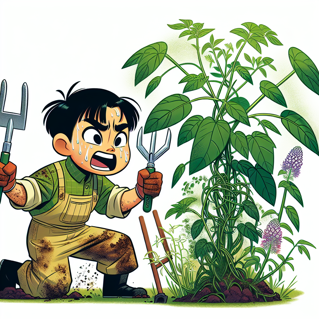 Make me a picture of a young, overwhelmed gardener sweating in f Blank Meme Template