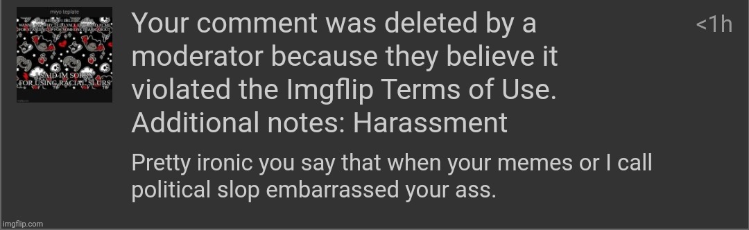 So "slop" constitutes as harassment now? | image tagged in memes,msmg | made w/ Imgflip meme maker