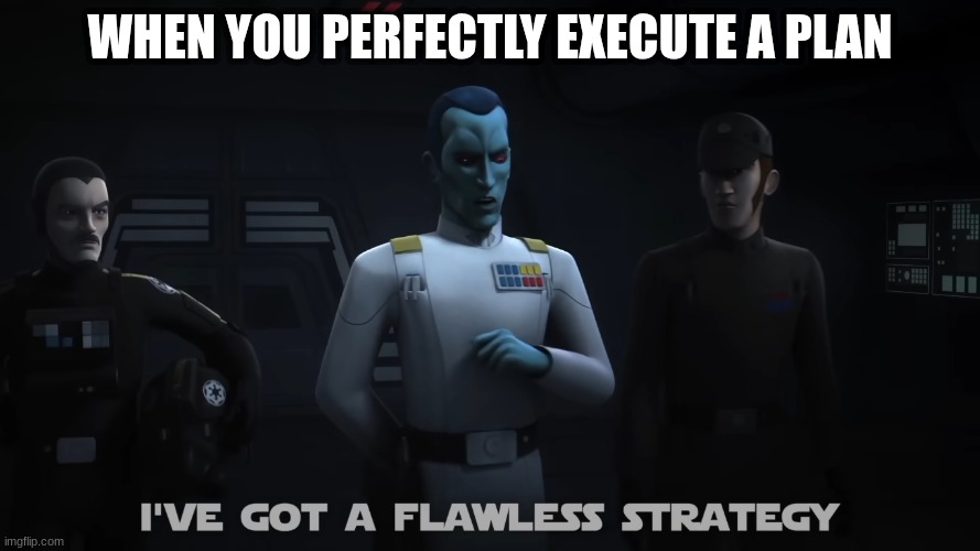 grand admiral thrawn | WHEN YOU PERFECTLY EXECUTE A PLAN | image tagged in grand admiral thrawn | made w/ Imgflip meme maker