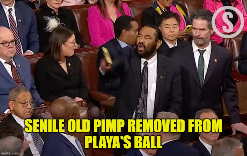 Grey Hair REJECTED | SENILE OLD PIMP REMOVED FROM
PLAYA'S BALL | image tagged in al green,state of the union,trump,maga,congress,senate | made w/ Imgflip meme maker