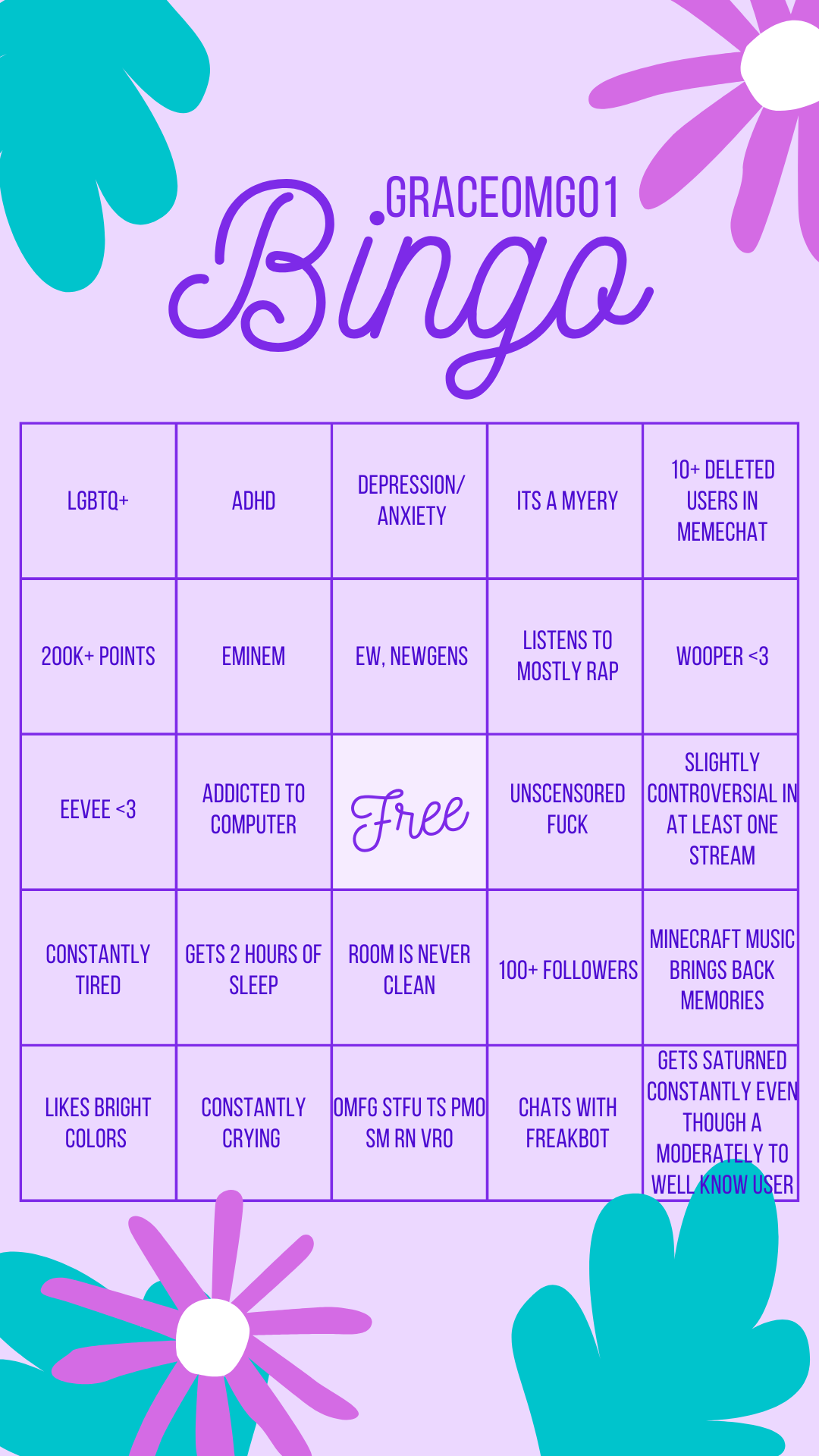High Quality GraceOMG01 bingo Blank Meme Template