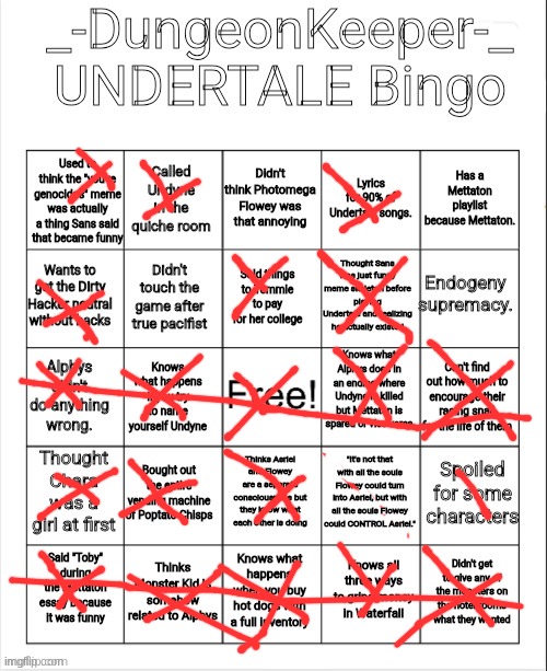 dungenkepperx2 | image tagged in dundeonkeeper undertale bingo | made w/ Imgflip meme maker