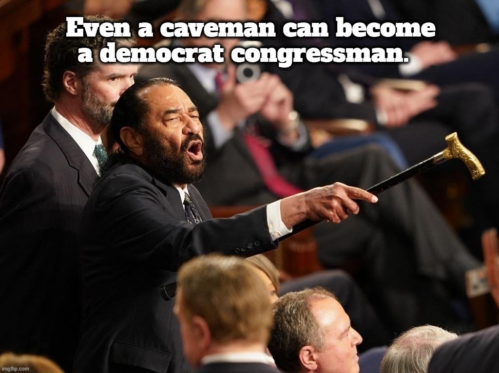 Al Green proves you don't have to be intelligent to become a Democrat Congressman. Even a caveman can do it. | image tagged in al green,caveman,neanderthal,the missing link,homo sapiens,monkey business | made w/ Imgflip meme maker