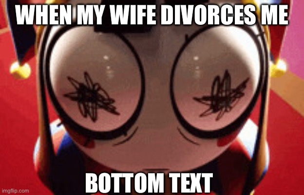 w h a t | WHEN MY WIFE DIVORCES ME; BOTTOM TEXT | image tagged in w h a t | made w/ Imgflip meme maker