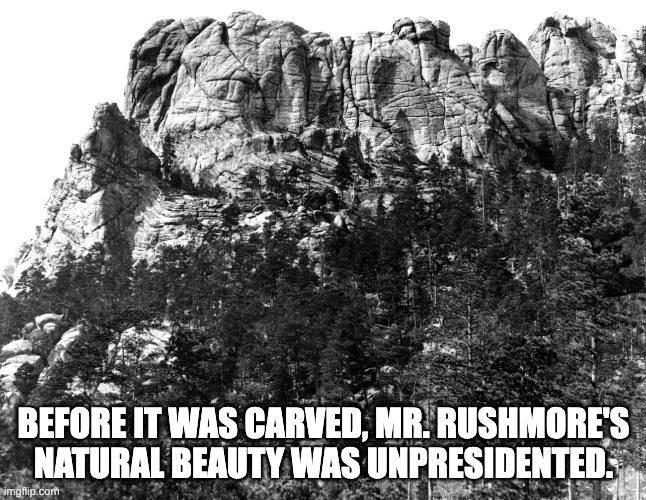 Mount Rushmore | BEFORE IT WAS CARVED, MR. RUSHMORE'S NATURAL BEAUTY WAS UNPRESIDENTED. | image tagged in dad jokes | made w/ Imgflip meme maker